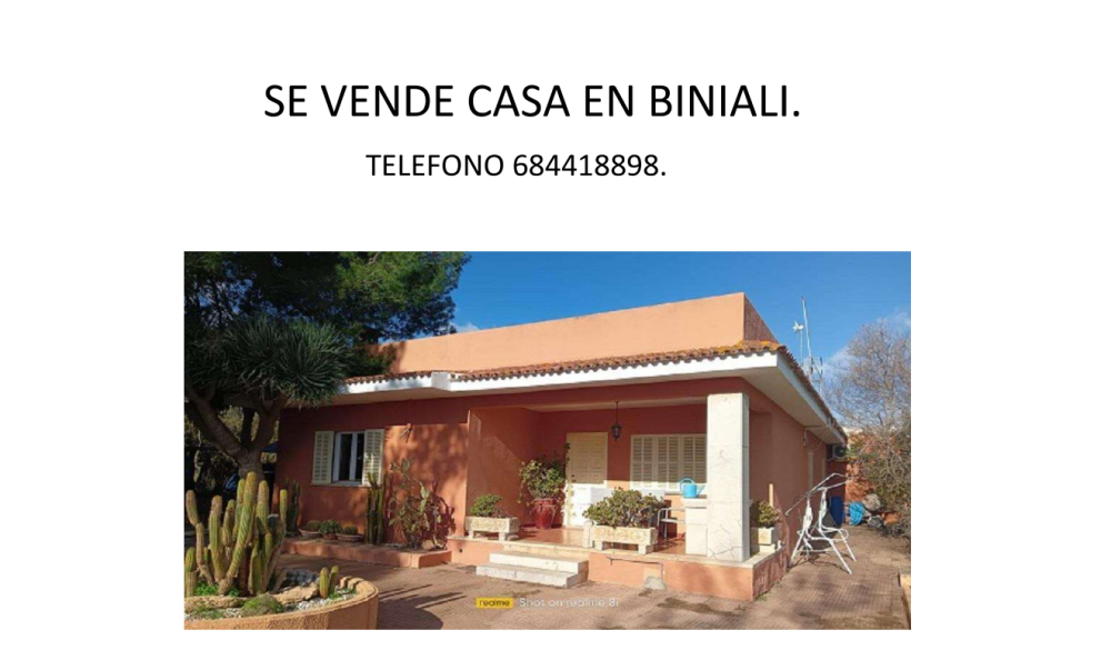  te koop villa Biniali Pla (Es) 1