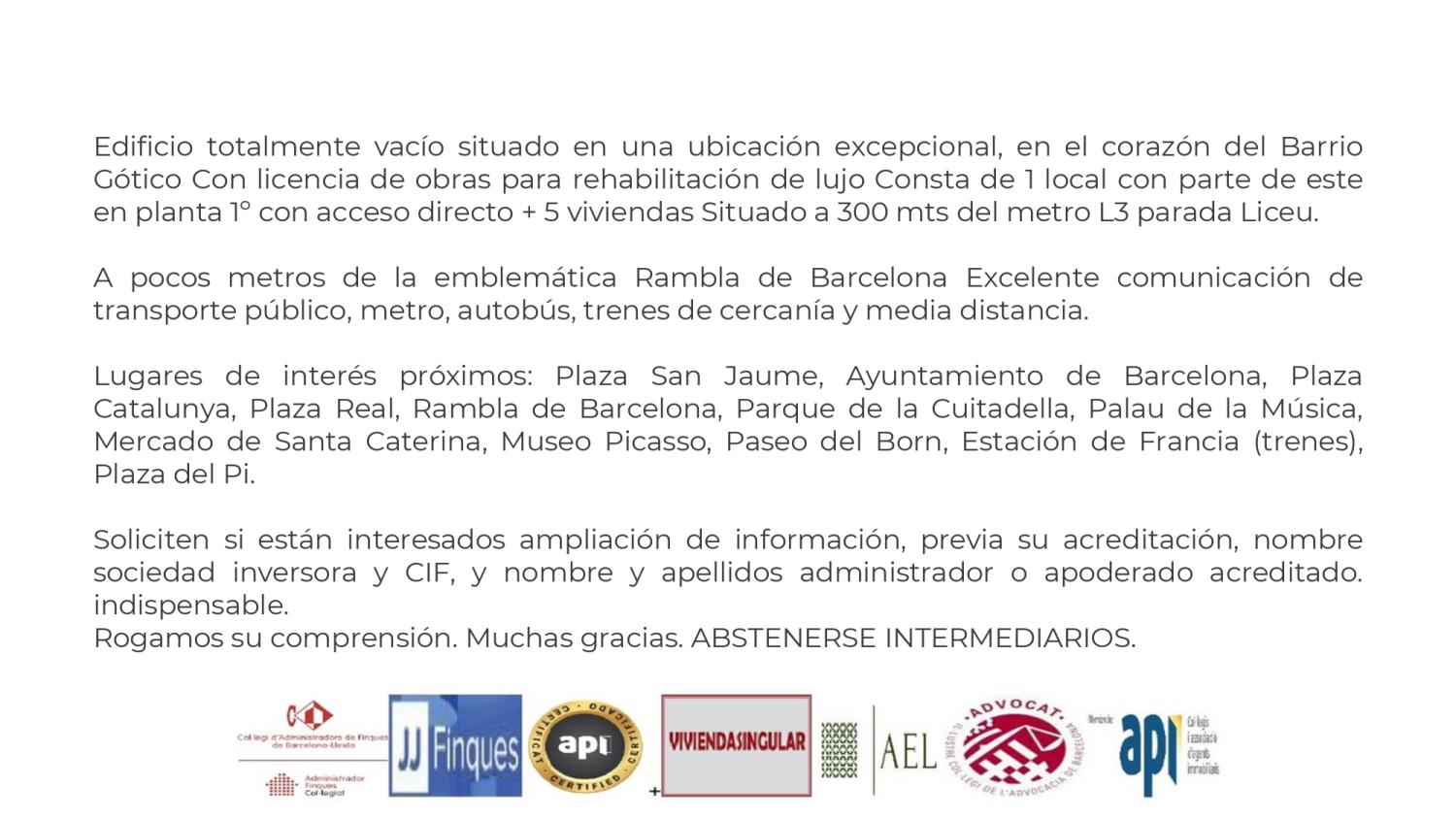  te koop gebouw Ciutat Vella-Gòtic Barcelonès 6